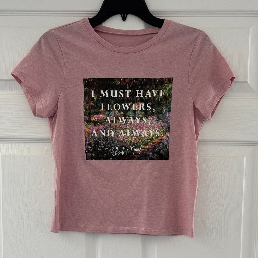 Pink floral Claude Monet quote shirt